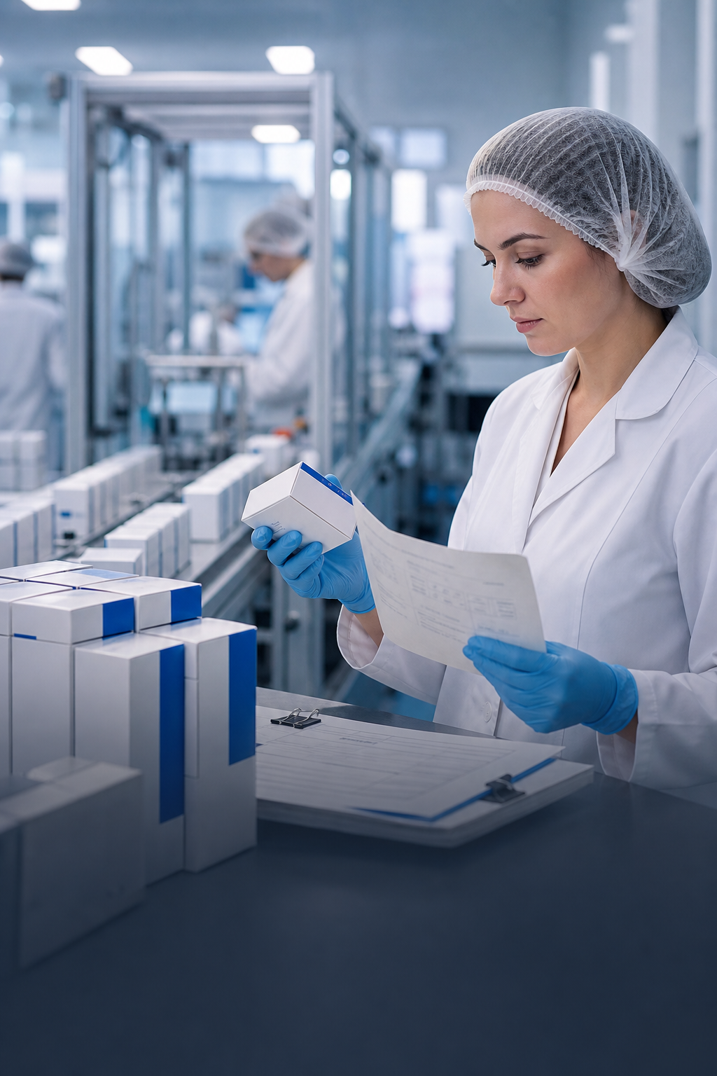 Pharmaceutical packaging and traceability review on a production line